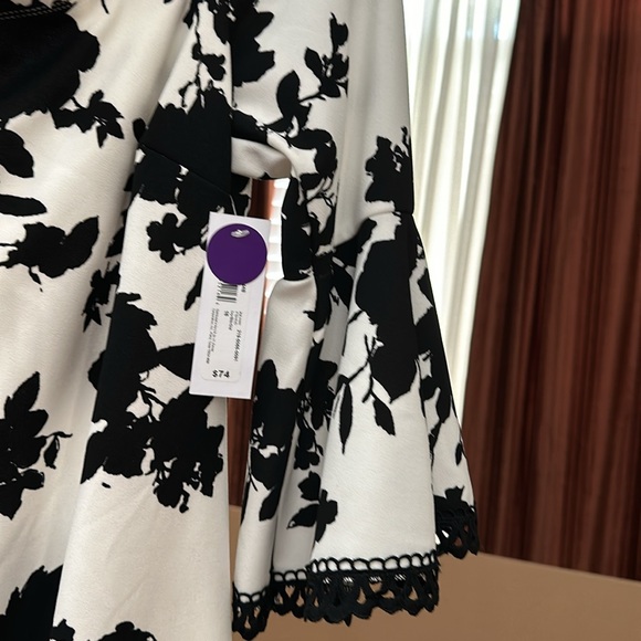 Off the shoulders beautiful white with black floral dress - Picture 4 of 5